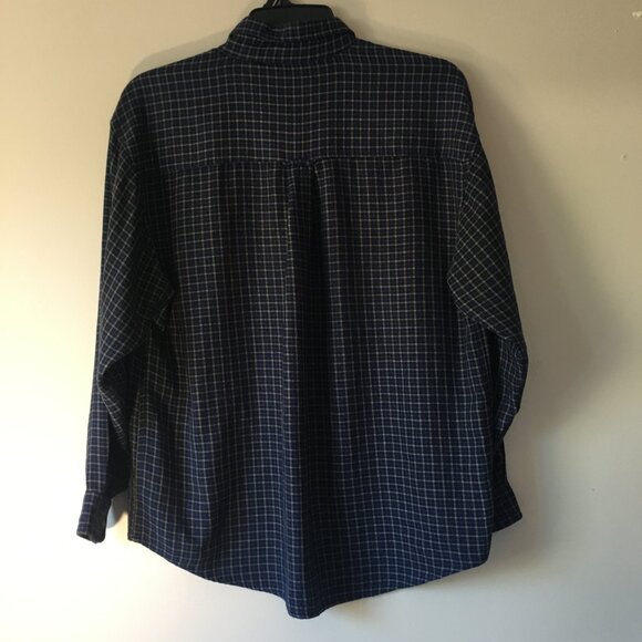 GORDIE HOWE Button Shirt L VINTAGE blue brown plaid embroidered - Picture 2 of 14